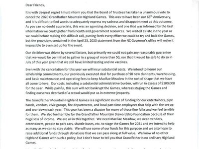 Grandfather Mountain Cancelled 2020