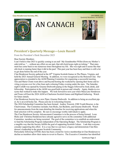 An Canach Q4 (Oct-Dec) - November Issue 2023